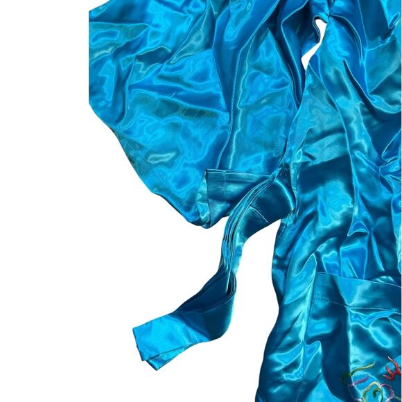 Golden Bee Vintage Chinese Dragon NWT Blue Silk Robe - Picture 7 of 7